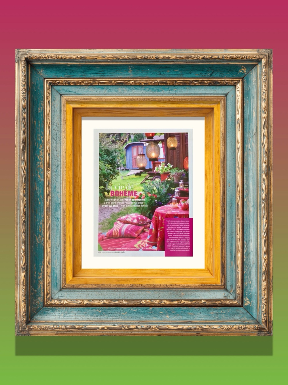 La Vie de Boheme Pink & Green Home Art Print